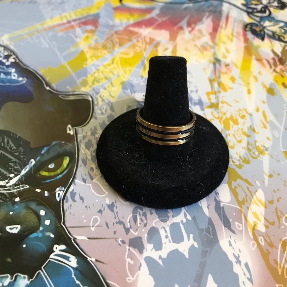 Gold and Black Comfort Band Ring